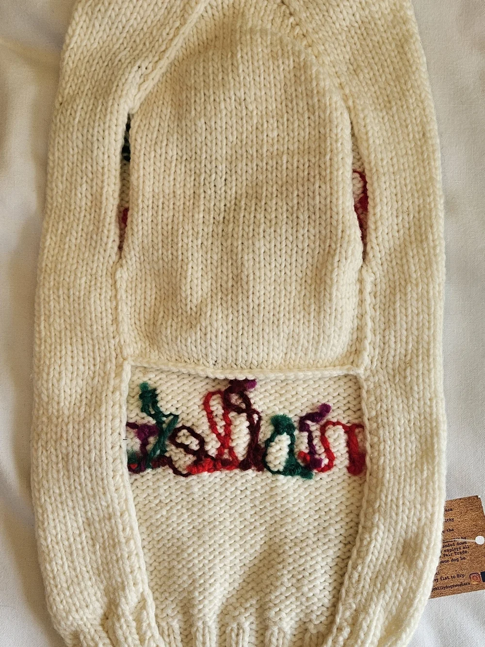 Anthropologie Hand Knit 100% Wool 'Under the Mistletoe' Christmas Dog Sweater